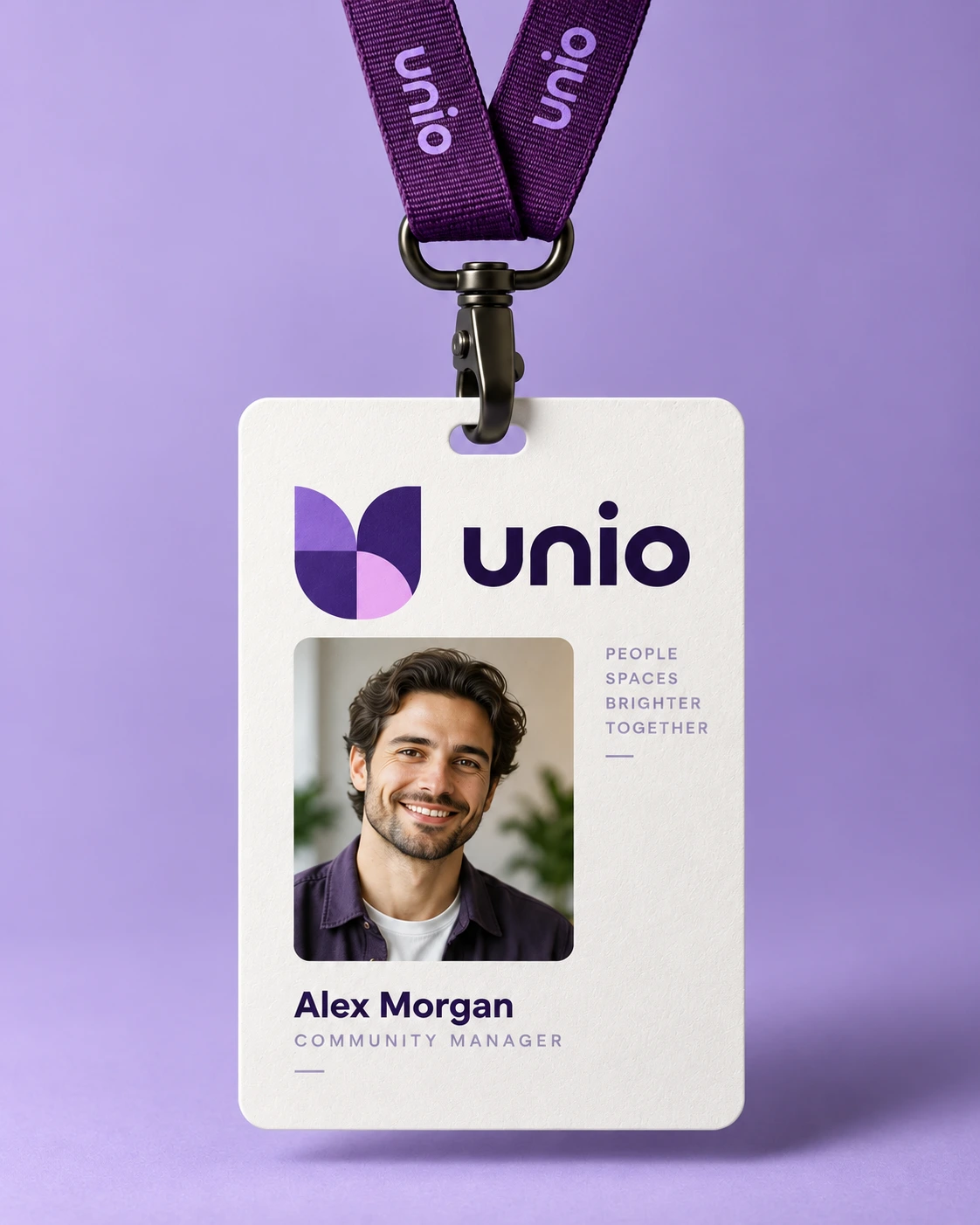 Unio lanyard identity — fictional client concept